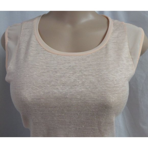 "ANN TAYLOR" LIGHT PEACH LAYERED FRONT CHIFFON INSETS BLOUSE TOP SIZE: L NWT - Picture 2 of 6